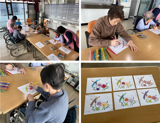 [자비의집] 미술교실 - 코스모스 색칠하기 실시
